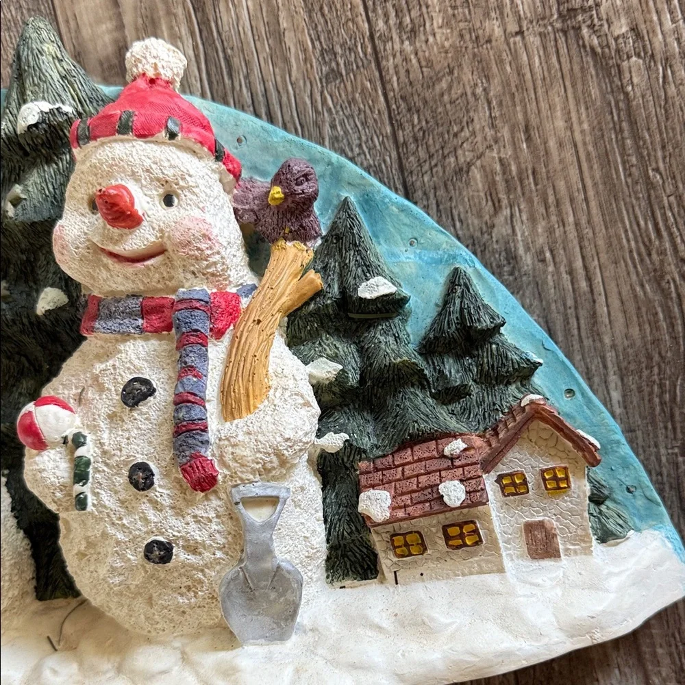 3D Resin Christmas Three Snowmen North Pole Tabletop or Wallhanging Figurine